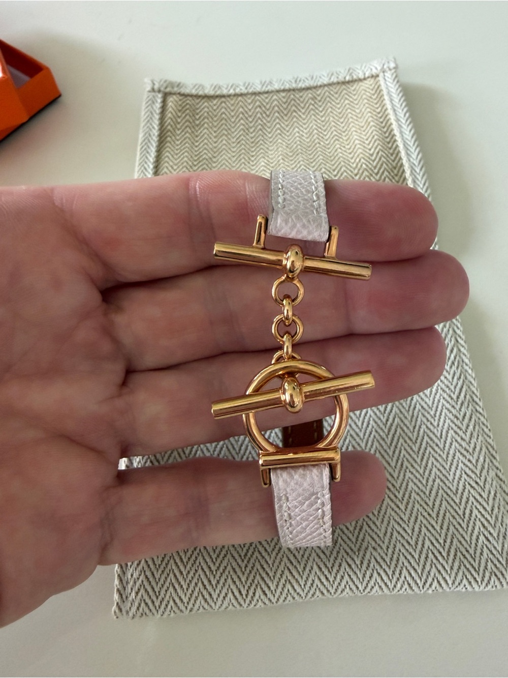 Hermes Croisiere Simple Tour bracelet T4  Mauve Pâle